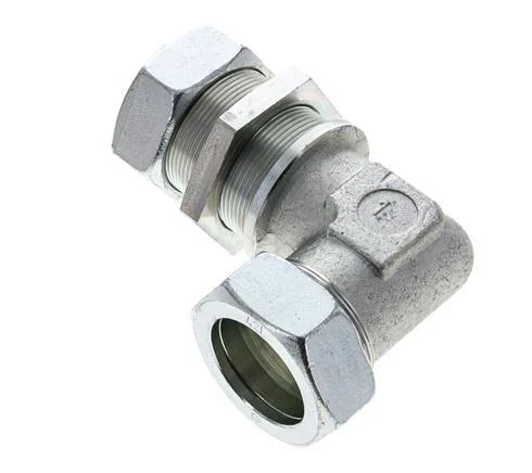 42L Zink plated Steel Elbow Cutting Fitting Bulkhead 160 bar ISO 8434-1