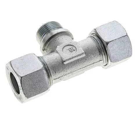 20S & R3/4'' Zink plated Steel T-Shape Tee Cutting Fitting with Male Threads 400 bar ISO 8434-1