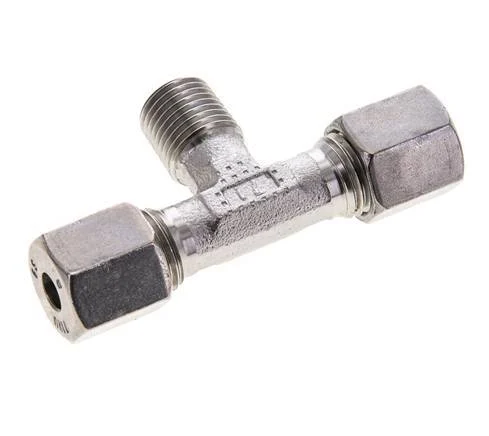 6S & R1/4'' Stainless Steel T-Shape Tee Cutting Fitting with Male Threads 630 bar ISO 8434-1