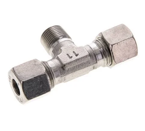 10S & R3/8'' Stainless Steel T-Shape Tee Cutting Fitting with Male Threads 630 bar ISO 8434-1