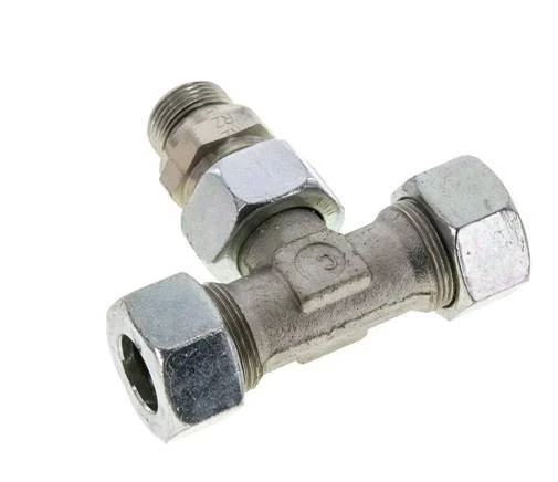 18L & M22x1.5 Zink plated Steel T-Shape Tee Cutting Fitting with Male Threads 315 bar Adjustable ISO 8434-1