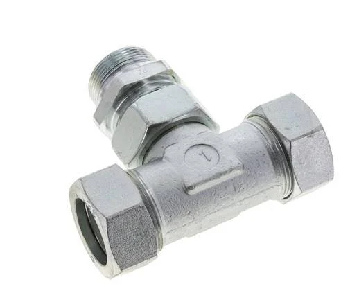 35L & M42x2 Zink plated Steel T-Shape Tee Cutting Fitting with Male Threads 160 bar Adjustable ISO 8434-1