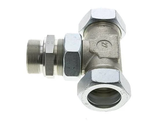 42L & M48x2 Zink plated Steel T-Shape Tee Cutting Fitting with Male Threads 160 bar Adjustable ISO 8434-1