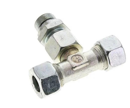 15L & G1/2'' Zink plated Steel T-Shape Tee Cutting Fitting with Male Threads 315 bar Adjustable ISO 8434-1