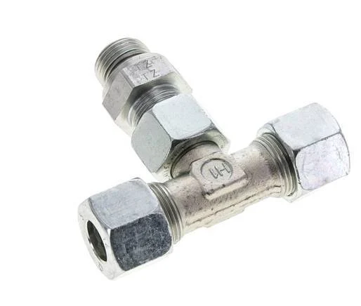 14S & G1/2'' Zink plated Steel T-Shape Tee Cutting Fitting with Male Threads 630 bar Adjustable ISO 8434-1
