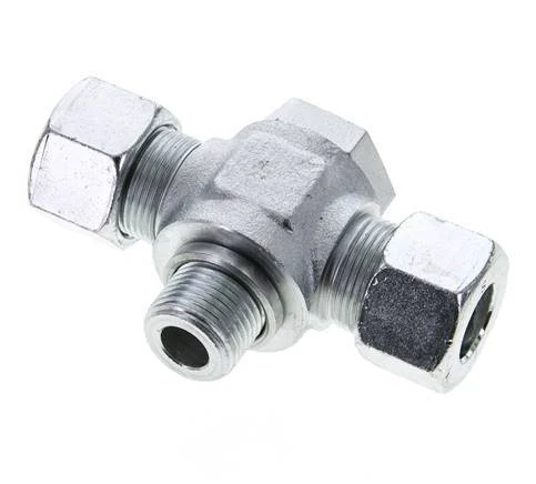 16S & G1/2'' Zink plated Steel Tee Swivel Joint Cutting Fitting with Male Threads 400 bar ISO 8434-1