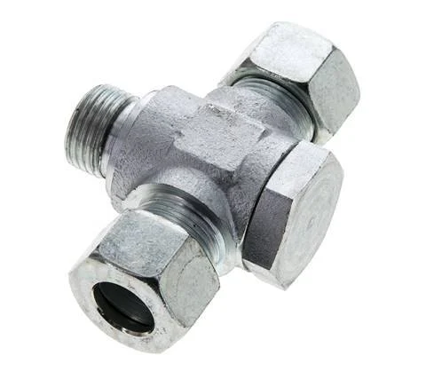 15L & G1/2'' Zink plated Steel Tee Swivel Joint Cutting Fitting with Male Threads 315 bar NBR ISO 8434-1