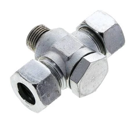 18L & G1/2'' Zink plated Steel Tee Swivel Joint Cutting Fitting with Male Threads 315 bar NBR ISO 8434-1