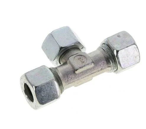 12L Zink plated Steel T-Shape Tee Cutting Fitting with Swivel 315 bar NBR Adjustable ISO 8434-1