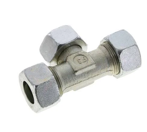 18L Zink plated Steel T-Shape Tee Cutting Fitting with Swivel 315 bar NBR Adjustable ISO 8434-1