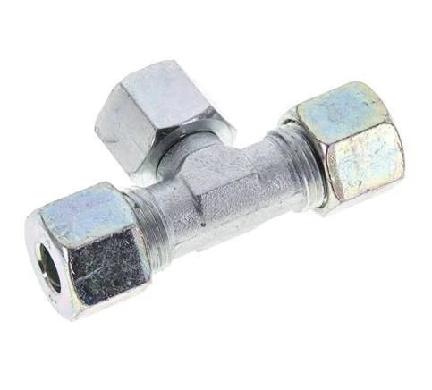 10S Zink plated Steel T-Shape Tee Cutting Fitting with Swivel 630 bar NBR Adjustable ISO 8434-1