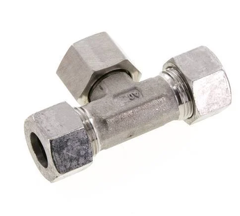 15L Stainless Steel T-Shape Tee Cutting Fitting with Swivel 315 bar FKM Adjustable ISO 8434-1
