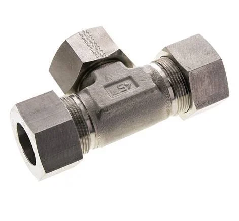 30S Stainless Steel T-Shape Tee Cutting Fitting with Swivel 400 bar FKM Adjustable ISO 8434-1