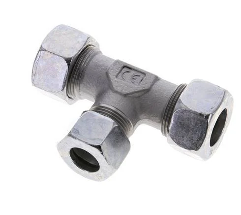 15L & 18L Zink plated Steel T-Shape Tee Cutting Fitting 315 bar ISO 8434-1
