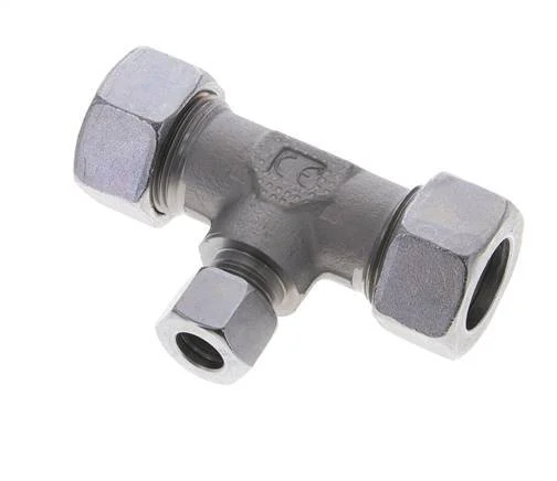 12L & 22L Zink plated Steel T-Shape Tee Cutting Fitting 160 bar ISO 8434-1