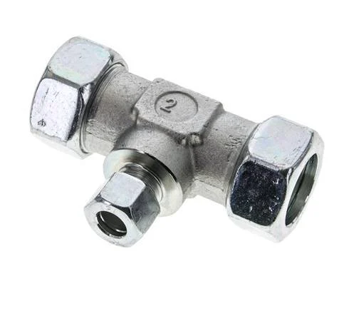 12L & 28L Zink plated Steel T-Shape Tee Cutting Fitting 160 bar ISO 8434-1