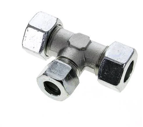 20S & 25S Zink plated Steel T-Shape Tee Cutting Fitting 400 bar ISO 8434-1