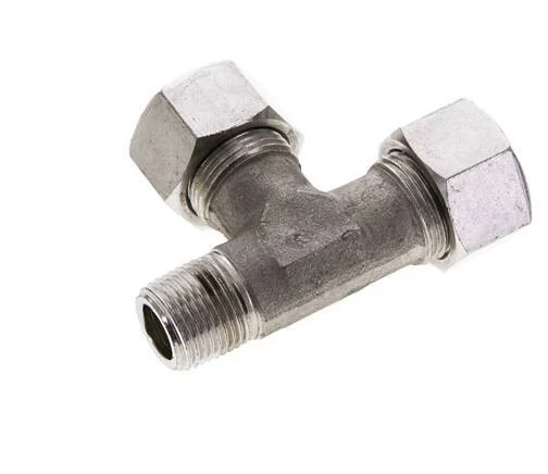 15L & M18x1.5 (con) Stainless Steel Right Angle Tee Cutting Fitting with Male Threads 315 bar ISO 8434-1