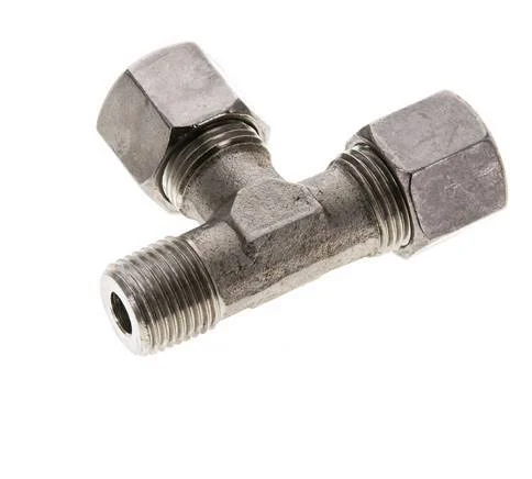 10S & M16x1.5 (con) Stainless Steel Right Angle Tee Cutting Fitting with Male Threads 630 bar ISO 8434-1
