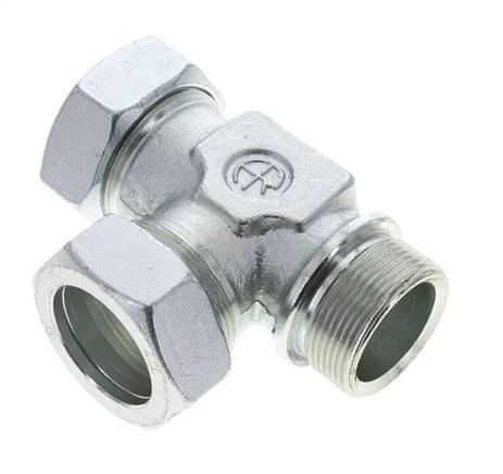 42L & G1-1/2'' Zink Plated Steel Right Angle Tee Cutting Fitting with Male Threads 160 bar ISO 8434-1