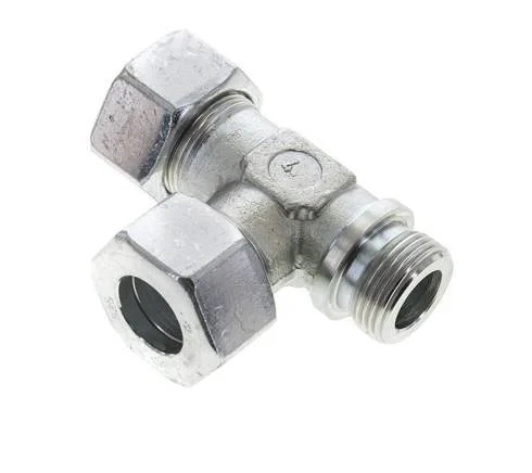 25S & G1'' Zink Plated Steel Right Angle Tee Cutting Fitting with Male Threads 400 bar ISO 8434-1