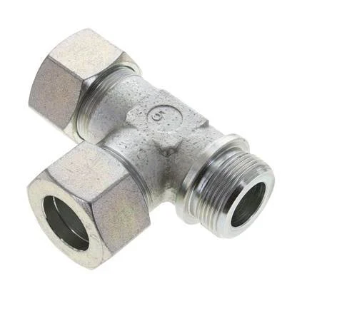 30S & G1-1/4'' Zink Plated Steel Right Angle Tee Cutting Fitting with Male Threads 400 bar ISO 8434-1