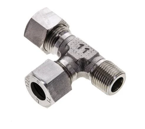 12L & R3/8'' Stainless Steel Right Angle Tee Cutting Fitting with Male Threads 315 bar ISO 8434-1