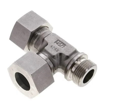 25S & G1'' Stainless Steel Right Angle Tee Cutting Fitting with Male Threads 400 bar ISO 8434-1
