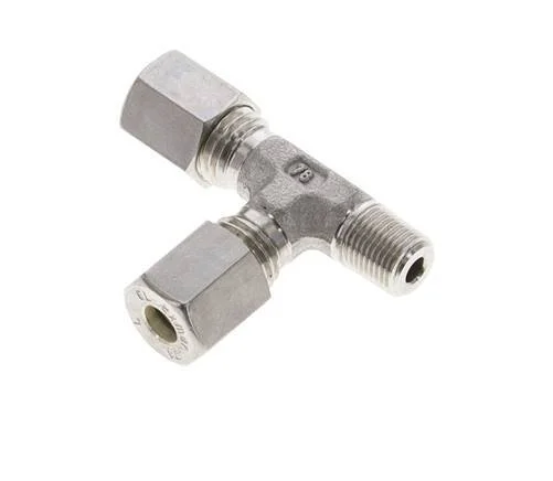 6L & R1/8'' Stainless Steel Right Angle Tee Compression Fitting with Male Threads 315 bar ISO 8434-1