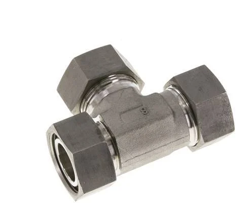 28L Stainless Steel Right Angle Tee Cutting Fitting with Swivel 160 bar Adjustable ISO 8434-1
