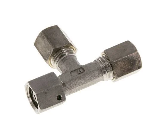 6S Stainless Steel Right Angle Tee Compression Fitting with Swivel 500 bar FKM Adjustable ISO 8434-1