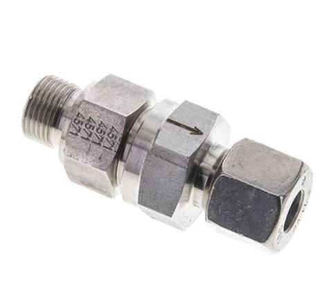 Hydraulic Check Valve Cutting Ring 10S (M18x1.5) & G3/8'' Male Stainless Steel 1-400bar (15-5800)psi Thread-Tube ISO 8434-1