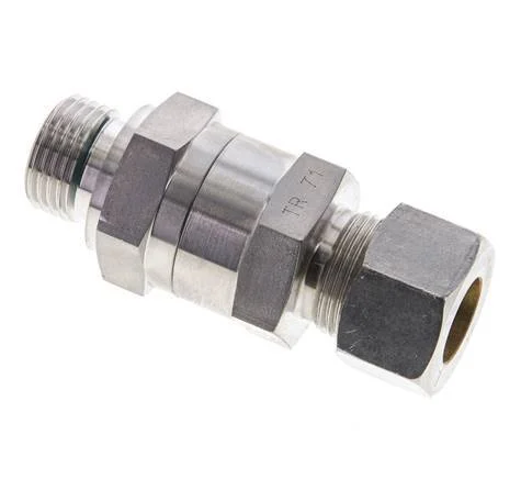 Hydraulic Check Valve Compression Ring 15L (M22x1.5) & G1/2'' Male Stainless Steel 1-250bar (15-3625)psi Thread-Tube ISO 8434-1