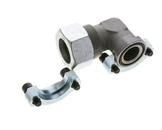 1-1/4'' Elbow SAE Flange 3000 PSI Steel with 38S (M52x2) ISO 6162-1