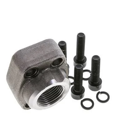 1-1/4'' SAE Flange 3000 PSI Plain Steel with G1'' Female Threads ISO 6162-1