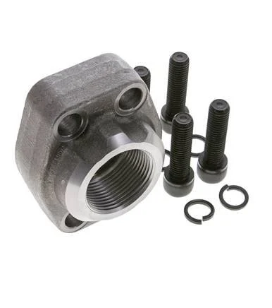 1-1/2'' SAE Flange 3000 PSI Plain Steel with G1-1/4'' Female Threads ISO 6162-1