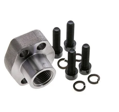 1/2'' SAE Flange 6000 PSI Plain Steel with G1/2'' Female Threads ISO 6162-2