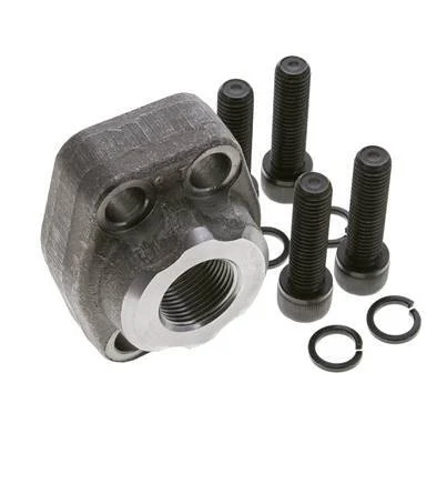 1'' SAE Flange 6000 PSI Plain Steel with G3/4'' Female Threads ISO 6162-2