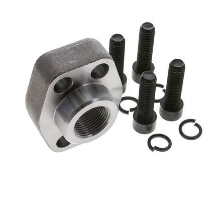 1-1/4'' SAE Flange 6000 PSI Plain Steel with G1'' Female Threads ISO 6162-2