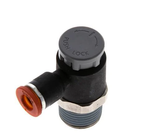 Flow Control Valve Meter-In Elbow 6 mm - R3/8'' Brass/PA 66 Locknut