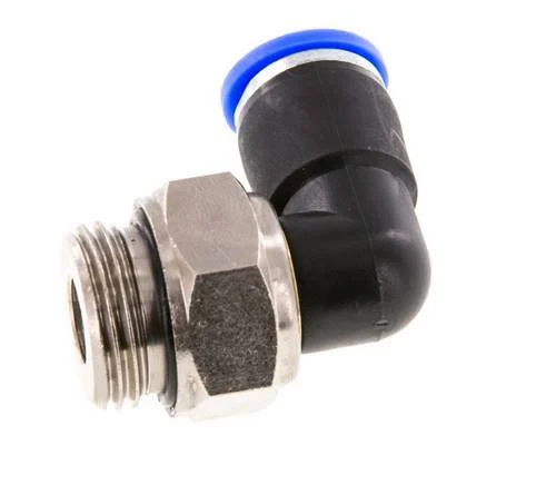 10mm & G1/2'' Elbow Swivel Joint Push-In-Male Threads Nickel-Plated Brass/PBT NBR Rotatable