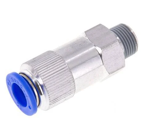 Push-In Check Valve 12mm & R3/8'' Male Aluminum 0.2-10bar (3-145psi) Hose-Thread