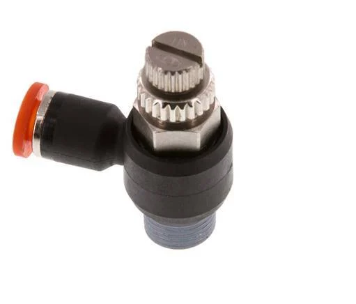 Flow Control Silencer Meter-In Elbow 4 mm - R1/8'' Brass/PA 66