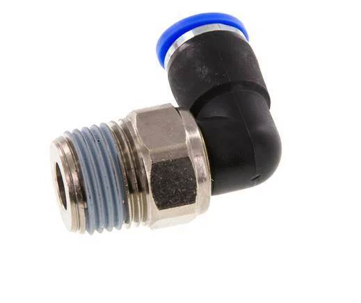 10mm & R1/2'' Elbow Swivel Joint Push-In-Male Threads Nickel-Plated Brass/PBT NBR Rotatable