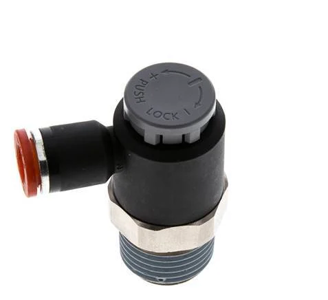 Flow Control Valve Meter-In Elbow 8 mm - R1/2'' Brass/PA 66 Locknut