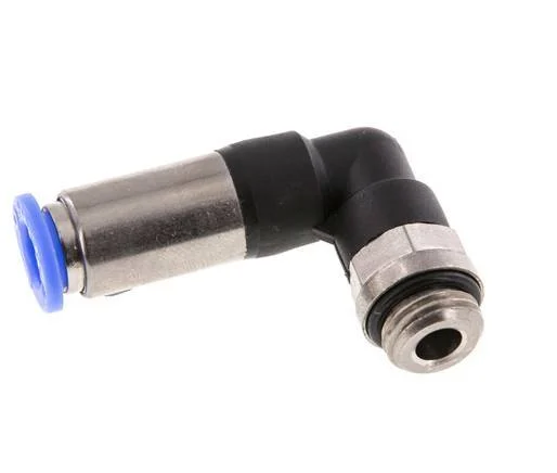 Push-In Fitting 8mm & G1/4'' Male Auto Shut-Off Elbow Brass/PBT 0-10bar (0-145psi)