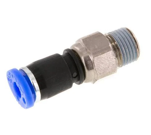 4mm & R1/8'' Swivel Joint Push-In-Male Threads Nickel-Plated Brass/PBT NBR Rotatable