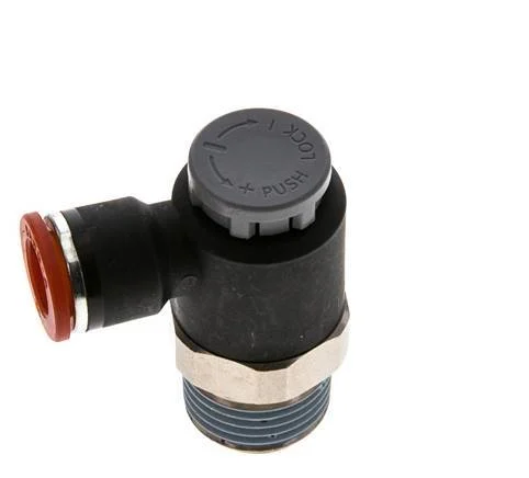 Flow Control Valve Meter-In Elbow 10 mm - R1/2'' Brass/PA 66 Locknut