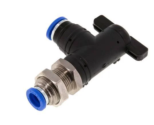 2-Way Elbow Ball Valve 8 mm Plastic/Brass Bulkhead