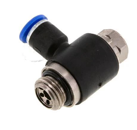 Flow Control Silencer Meter-Out Elbow 6 mm - G1/4'' Brass/PA 66 Slotted Screw